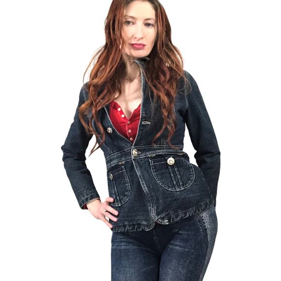 Vintage 90's Sherpa Lined Denim Button Front Jean Jacket Size XS/S - Picture 2 of 11